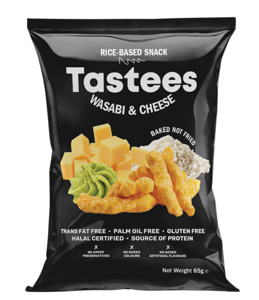 Tastees - rýžový snack s příchutí wasabi a sýru cheddar 65 g